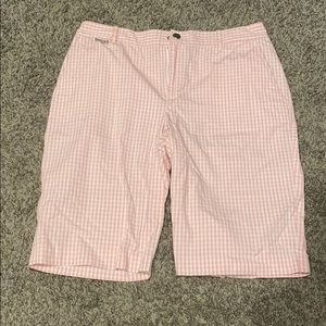 LRL Active Size 8 Gingham Bermuda Shorts Pink/Whit